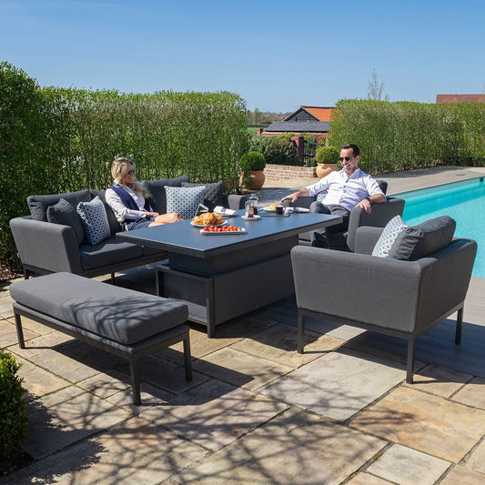 Maze - Outdoor Fabric Pulse 3 Seat Sofa Set with Rising Table - Flanelle - Blythe Living