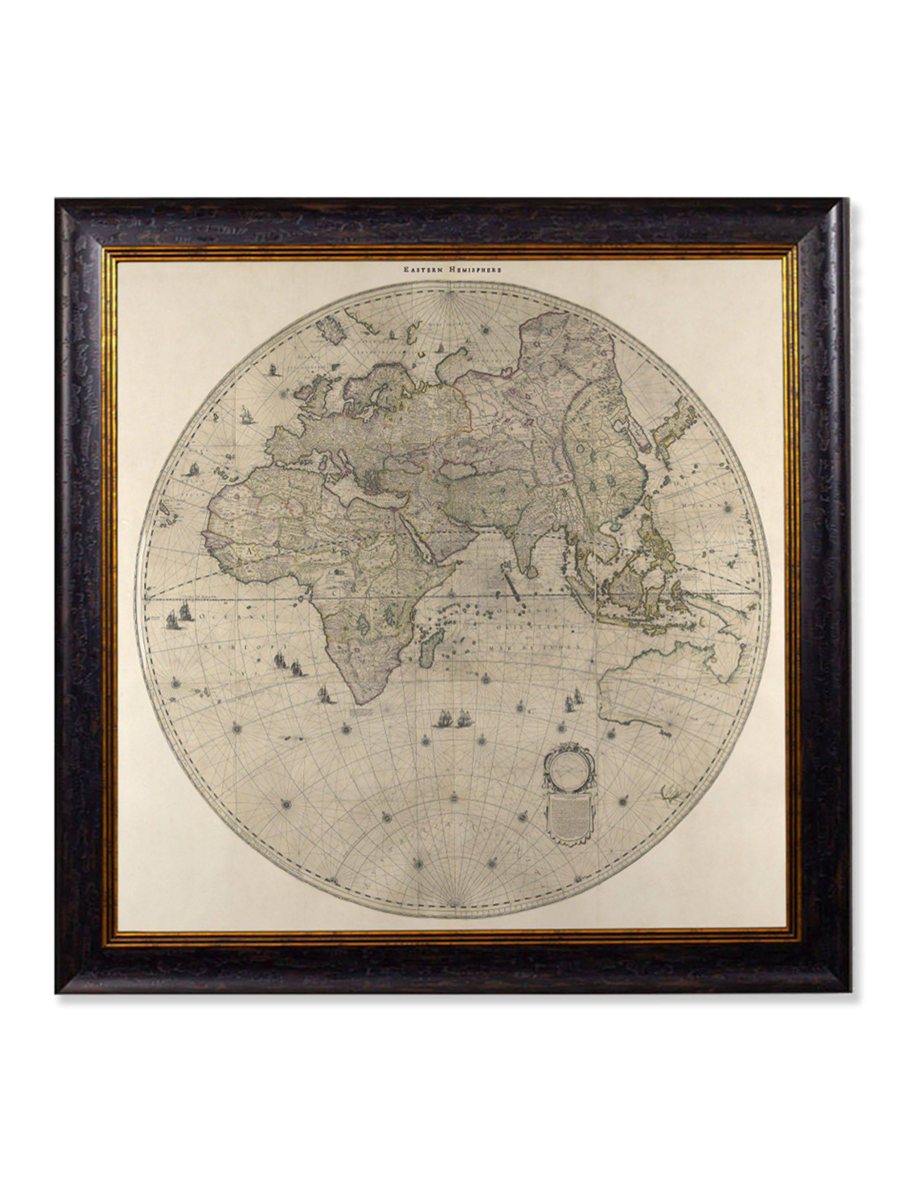 c.1660 Map of the World in Two Hemispheres - Blythe Living