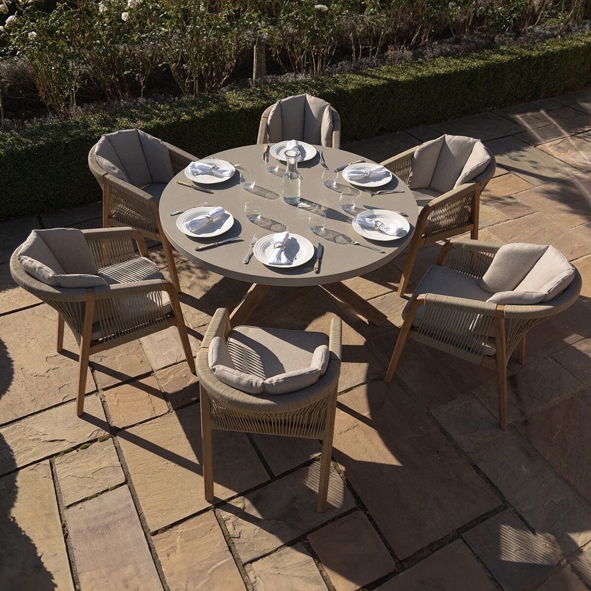 Maze - Martinique Rope Weave 6 Seat Round Dining Set - Blythe Living