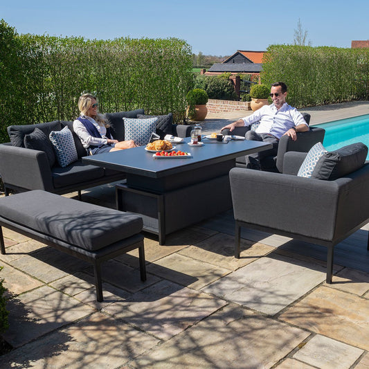 Maze - Outdoor Fabric Pulse 3 Seat Sofa Set with Rising Table - Charcoal - Blythe Living