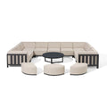 Maze - Outdoor Fabric Ibiza U Shape Sofa Set with Round Coffee Table & 3 Footstools - Oatmeal - Blythe Living