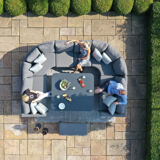 Maze - Outdoor Fabric Pulse U Shape Corner Dining Set with Rising Table - Flanelle - Blythe Living