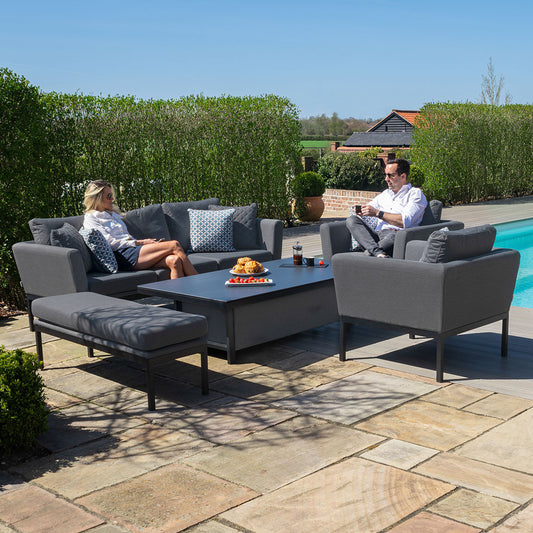 Maze - Outdoor Fabric Pulse 3 Seat Sofa Set with Rising Table - Flanelle - Blythe Living