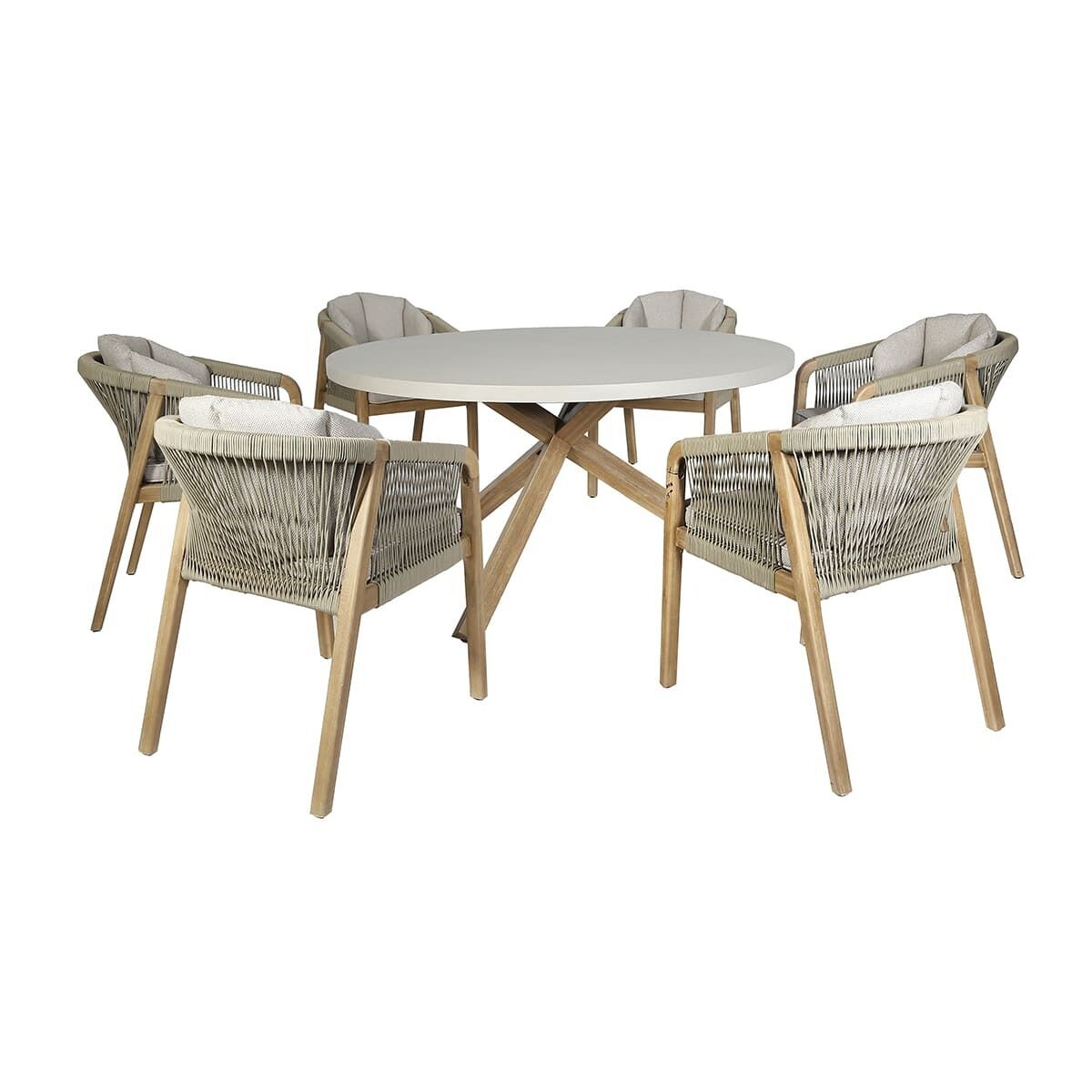 Maze - Martinique Rope Weave 6 Seat Round Dining Set - Blythe Living