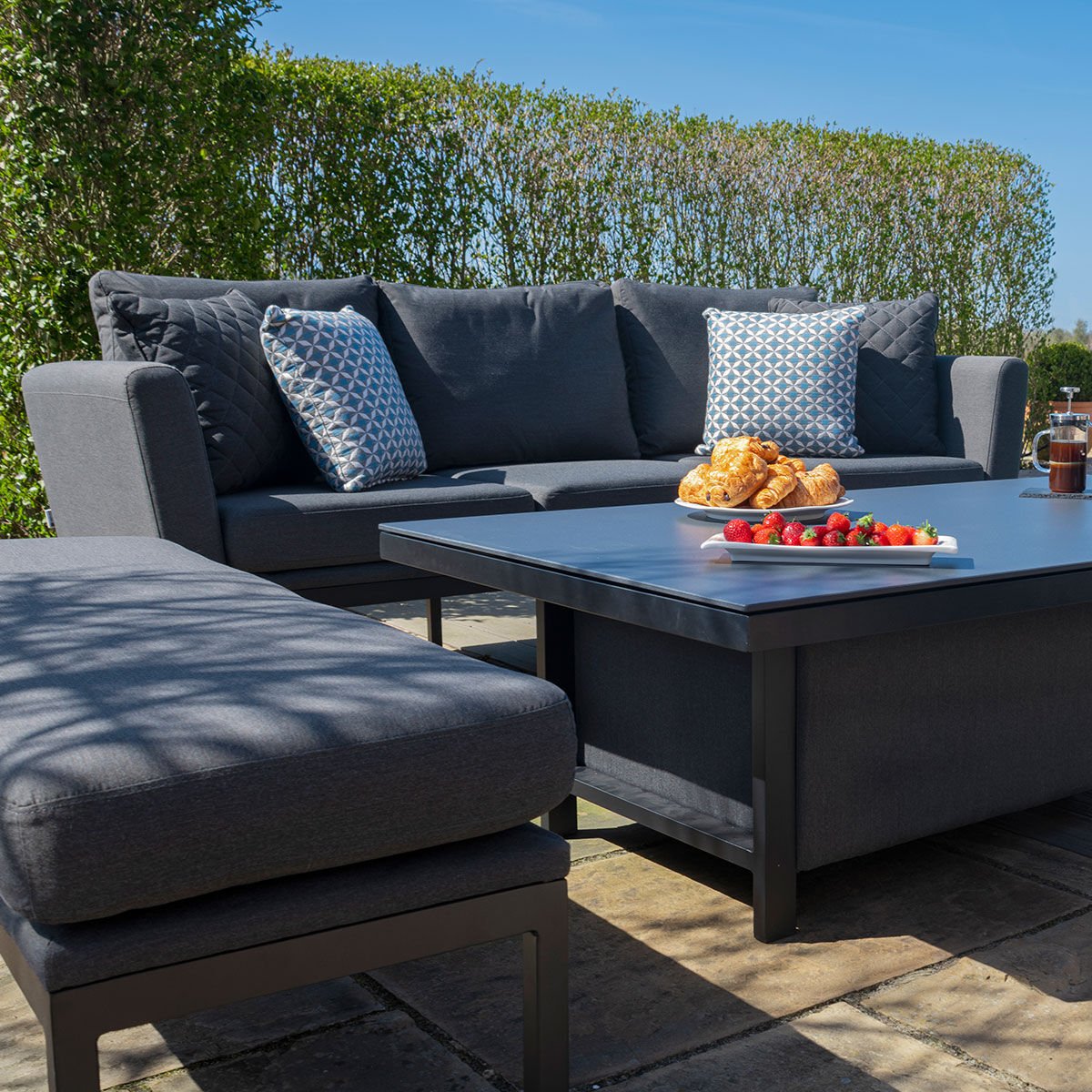 Maze - Outdoor Fabric Pulse 3 Seat Sofa Set with Rising Table - Flanelle - Blythe Living