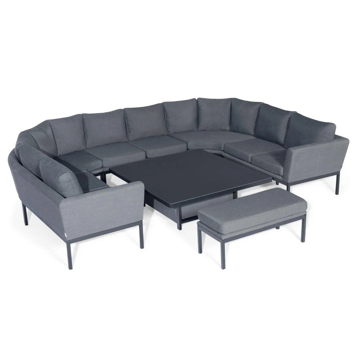 Maze - Outdoor Fabric Pulse U Shape Corner Dining Set with Rising Table - Flanelle - Blythe Living
