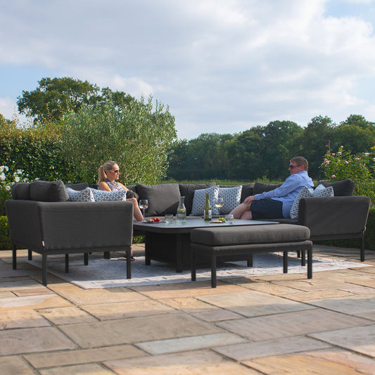 Maze - Outdoor Fabric Pulse U Shape Corner Dining Set with Rising Table - Charcoal - Blythe Living