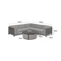 Maze - Outdoor Fabric Ibiza Small Corner Sofa Set with Round Coffee Table & 3 Footstools - Oatmeal - Blythe Living