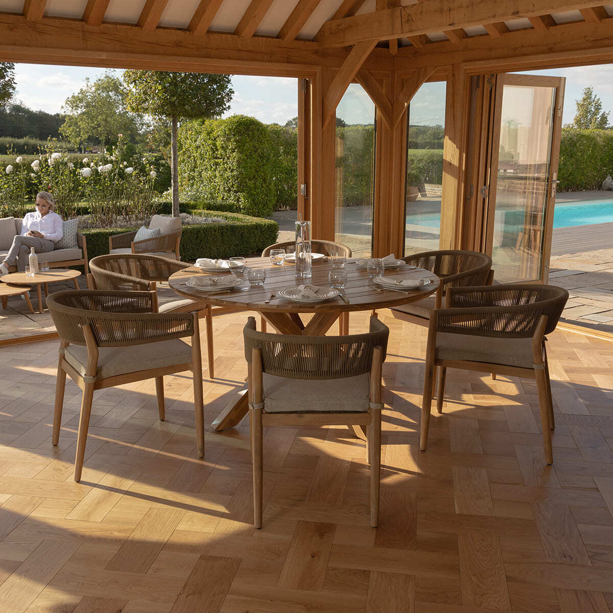 Maze - Porto Rope Weave 6 Seat Round Dining Set - Blythe Living