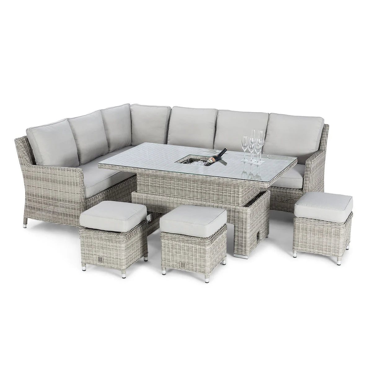 Maze - Oxford Rattan Corner Dining Set with Ice Bucket & Rising Table - Blythe Living