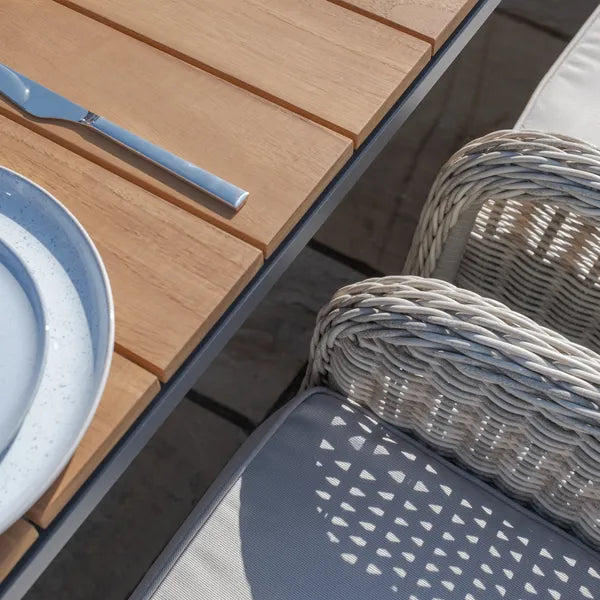 Maze - Jakarta Teak Extending 6 - 10 Seat Rectangular Dining Table
with 10 Oxford Heritage Rattan Dining Chairs - Blythe Living