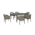 Maze - Milan Rope Weave 6 Seat Oval Dining Set with Lazy Susan - Cool Linen - Blythe Living