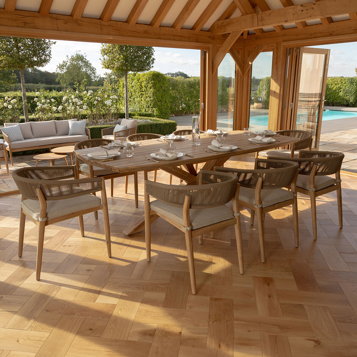 Maze - Porto Rope Weave 8 Seat Rectangular Dining Set - Blythe Living