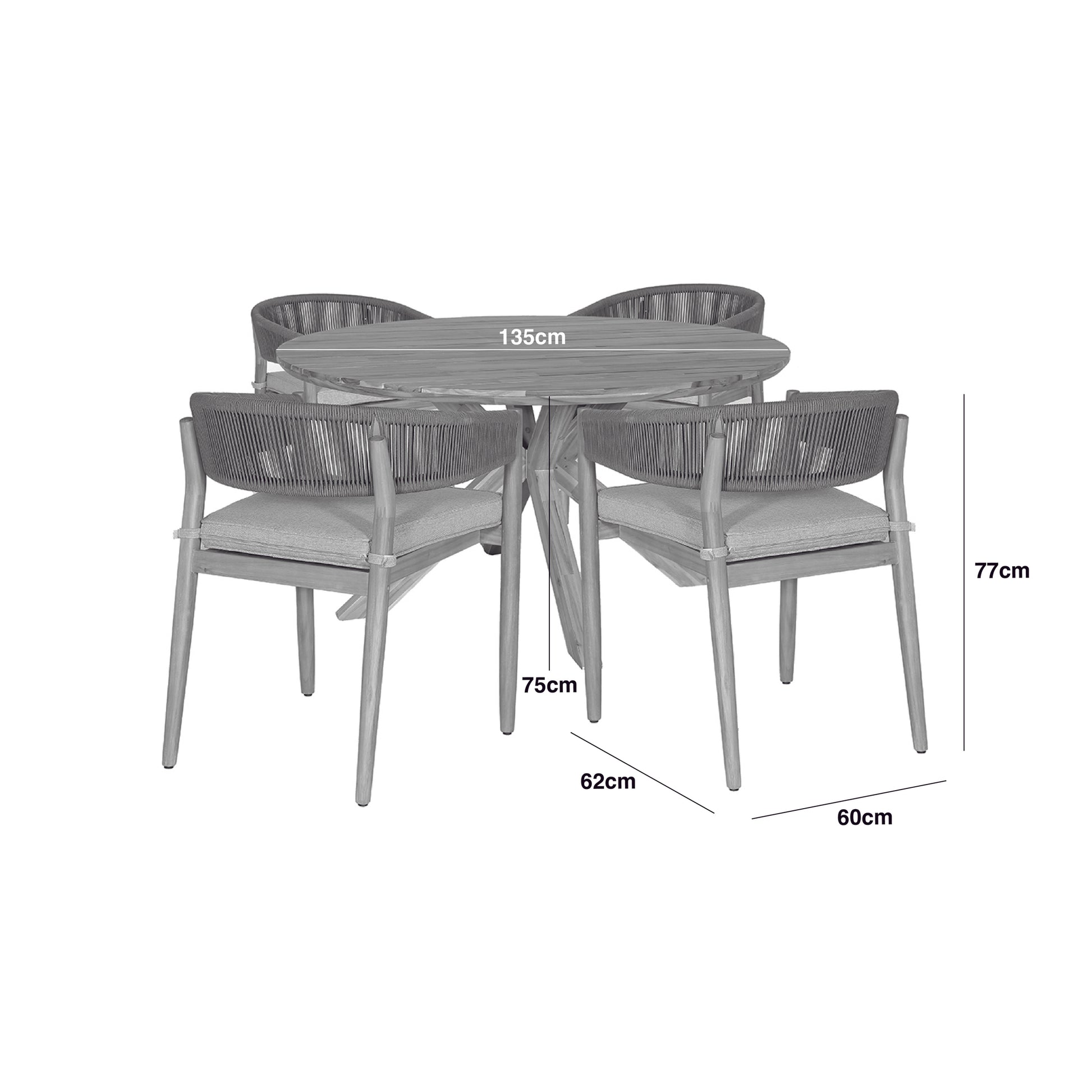 Maze - Porto Rope Weave 4 Seat Round Dining Set - Blythe Living