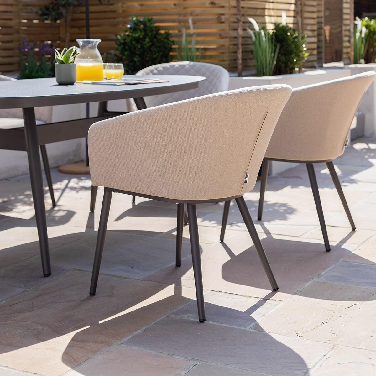 Maze - Outdoor Fabric Ambition 6 Seat Oval Dining Set - Oatmeal - Blythe Living