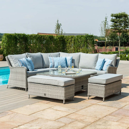 Maze - Oxford Royal Rattan Corner Dining Sofa Set with Ice Bucket & Rising Table - Blythe Living
