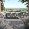 Maze - Outdoor Fabric Ambition 8 Seat Rectangular Dining Set with Fire Pit Table - Oatmeal - Blythe Living