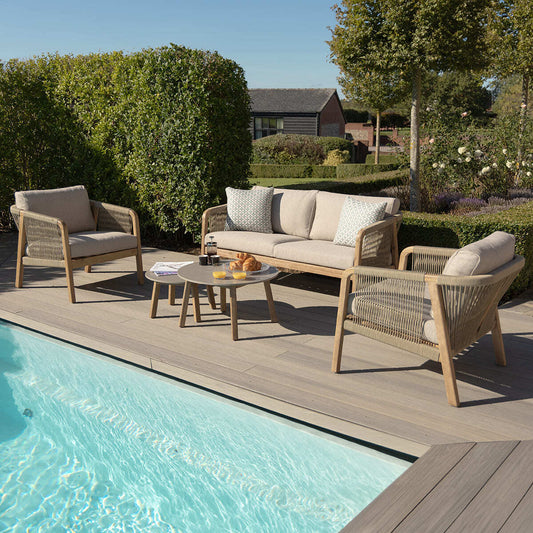 Maze - Martinique Rope Weave 2 Seat Sofa Set with 2 Lounge Armchairs & 2 Round Coffee Tables - Blythe Living