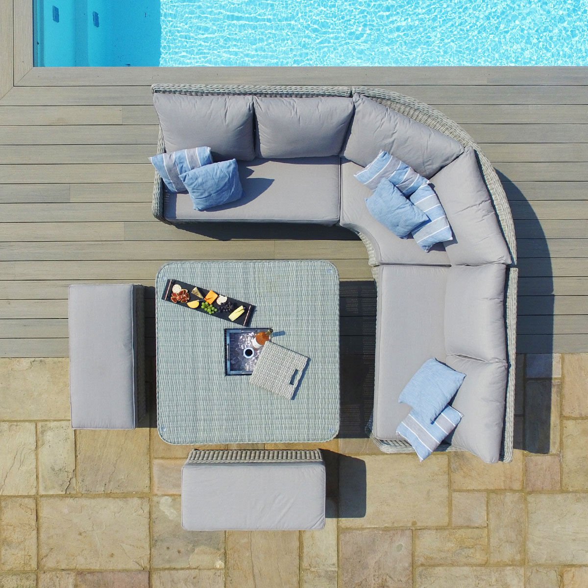 Maze - Oxford Royal Rattan Corner Dining Sofa Set with Ice Bucket & Rising Table - Blythe Living