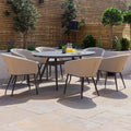 Maze - Outdoor Fabric Ambition 6 Seat Oval Dining Set - Oatmeal - Blythe Living