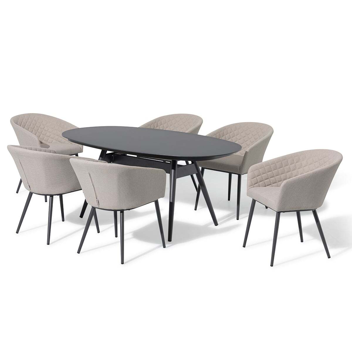 Maze - Outdoor Fabric Ambition 6 Seat Oval Dining Set - Oatmeal - Blythe Living