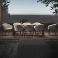Maze - Outdoor Fabric Ambition 8 Seat Rectangular Dining Set with Fire Pit Table - Oatmeal - Blythe Living