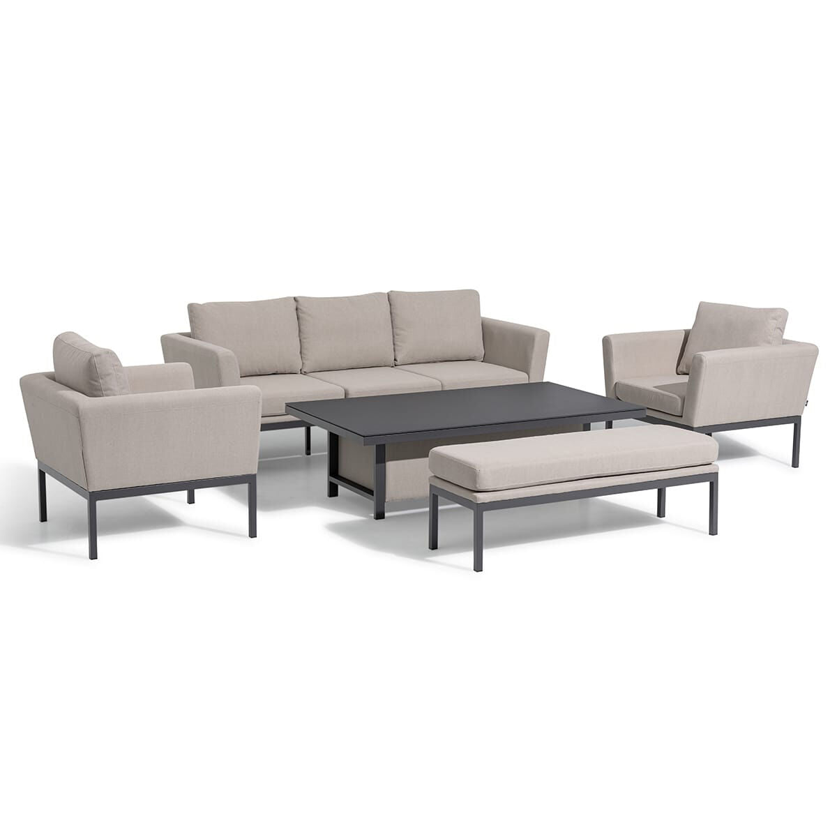 Maze - Outdoor Fabric Pulse 3 Seat Sofa Set with Rising Table - Oatmeal - Blythe Living