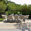 Maze - Outdoor Fabric Ambition 8 Seat Rectangular Dining Set with Fire Pit Table - Oatmeal - Blythe Living