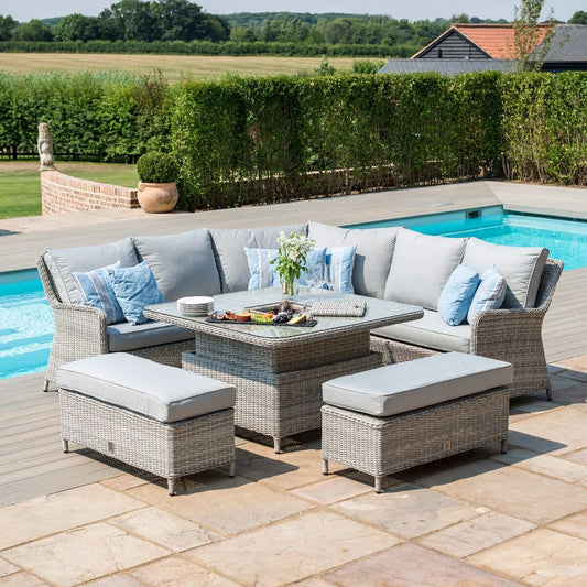 Maze - Oxford Royal Rattan Corner Dining Sofa Set with Ice Bucket & Rising Table - Blythe Living