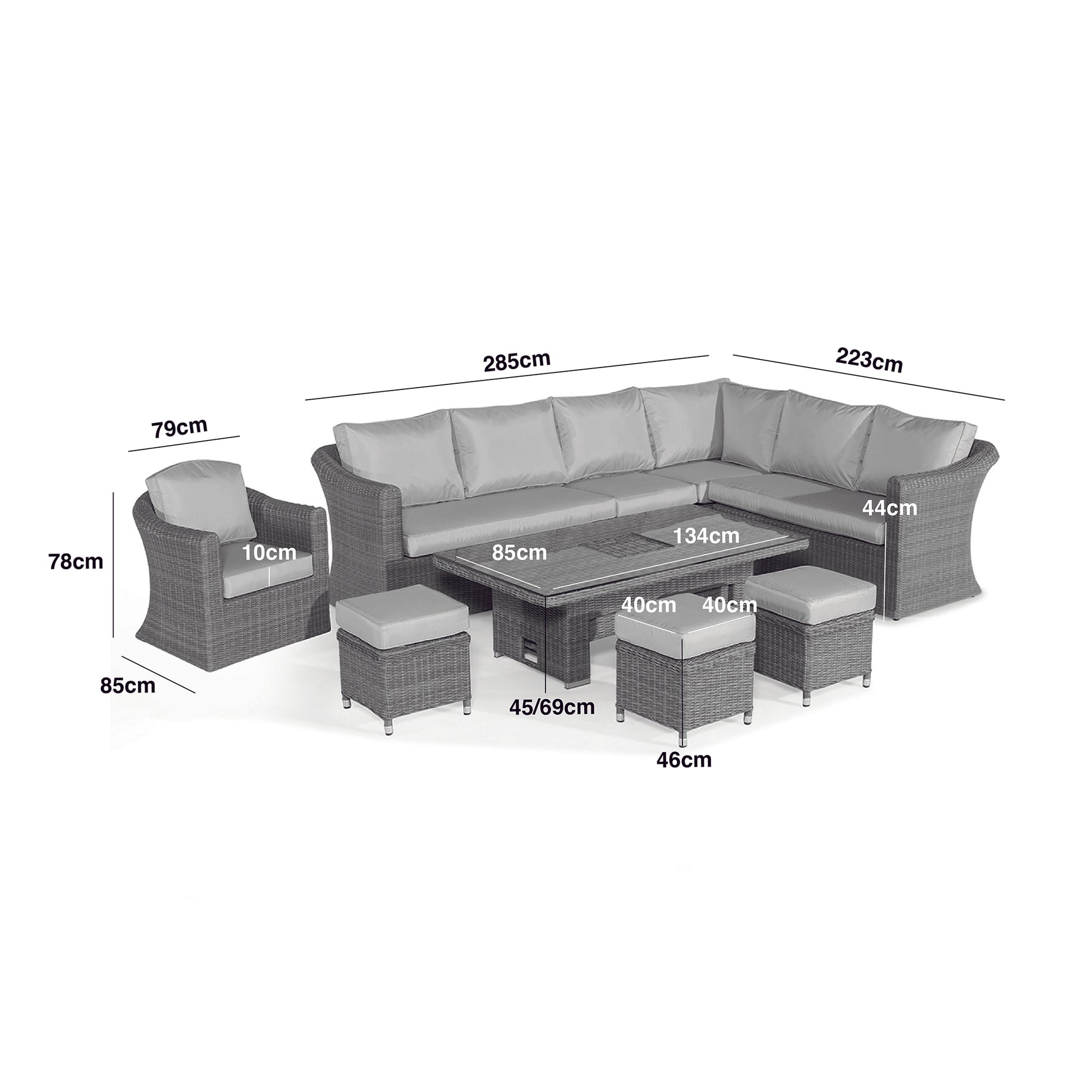 Maze - Winchester Deluxe Large Rattan Corner Dining Set with Rising Table & Armchair - Blythe Living