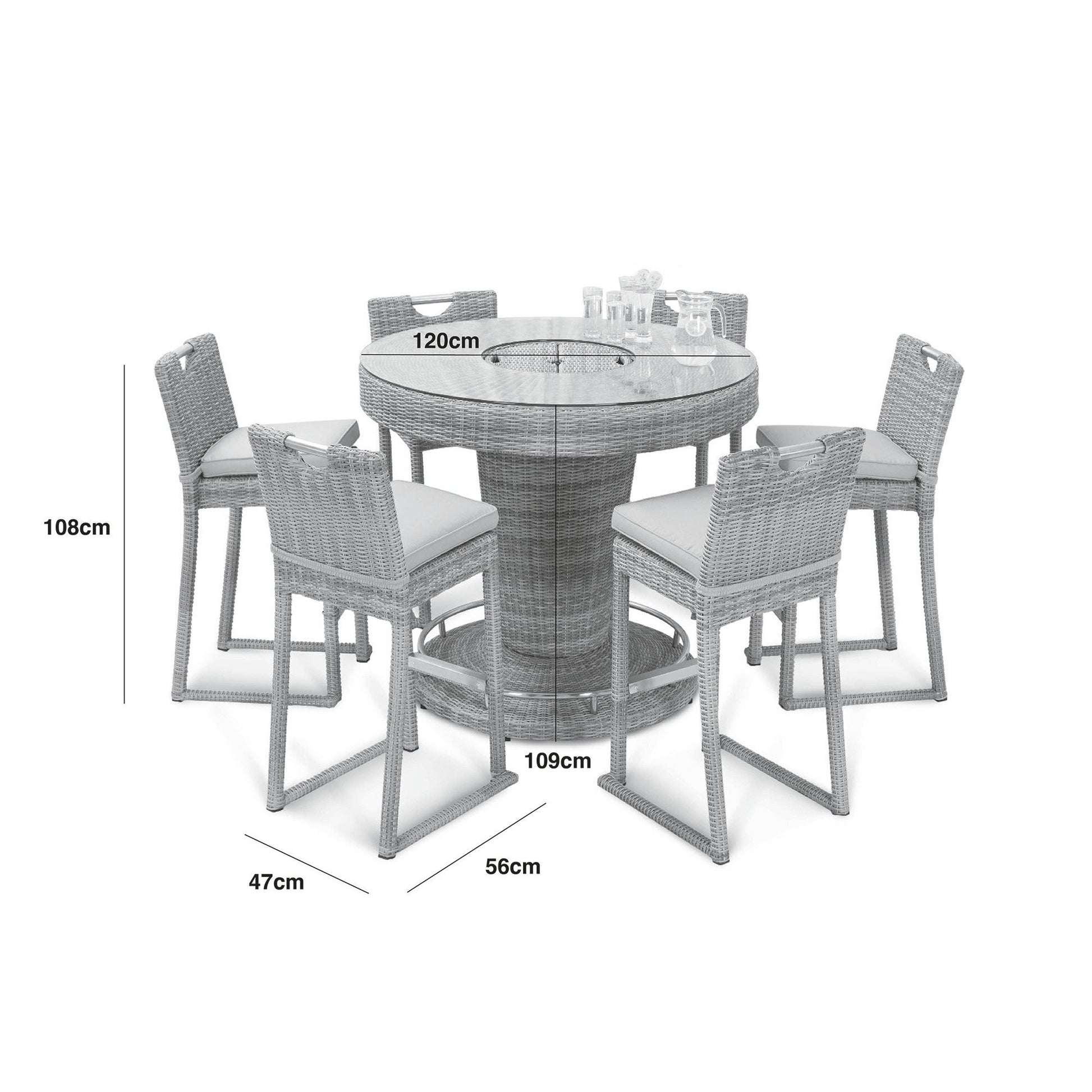 Maze - Oxford 6 Seat Round Rattan Bar Set with Ice Bucket - Blythe Living