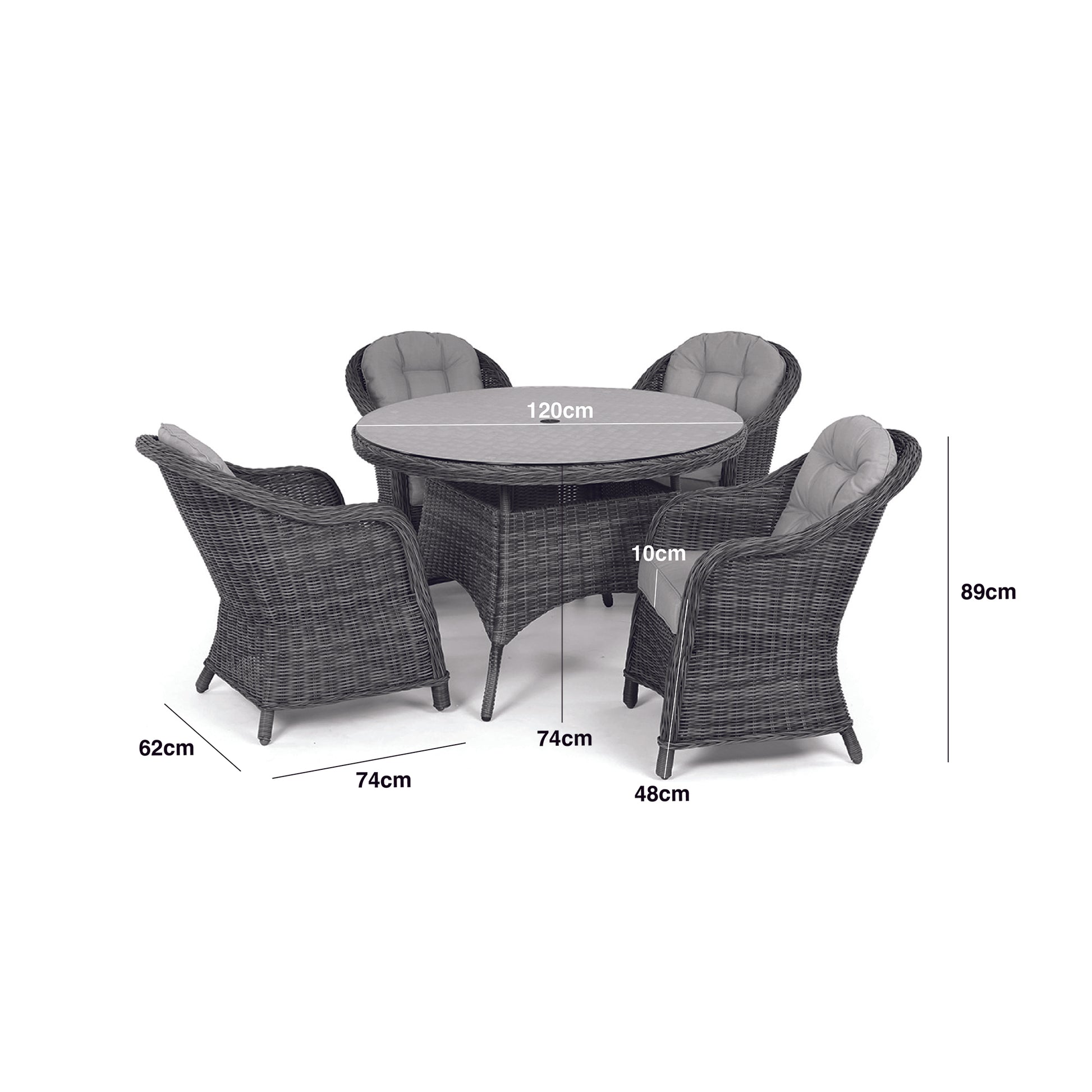 Maze - Winchester Heritage 4 Seat Round Rattan Dining Set - Blythe Living