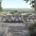 Maze - Outdoor Fabric Ambition 8 Seat Oval Dining Set - Oatmeal - Blythe Living