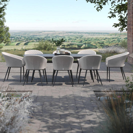 Maze - Outdoor Fabric Ambition 8 Seat Oval Dining Set - Oatmeal - Blythe Living