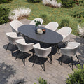 Maze - Outdoor Fabric Ambition 8 Seat Oval Dining Set - Oatmeal - Blythe Living