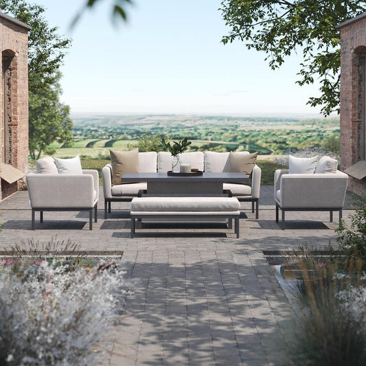 Maze - Outdoor Fabric Pulse 3 Seat Sofa Set with Rising Table - Oatmeal - Blythe Living