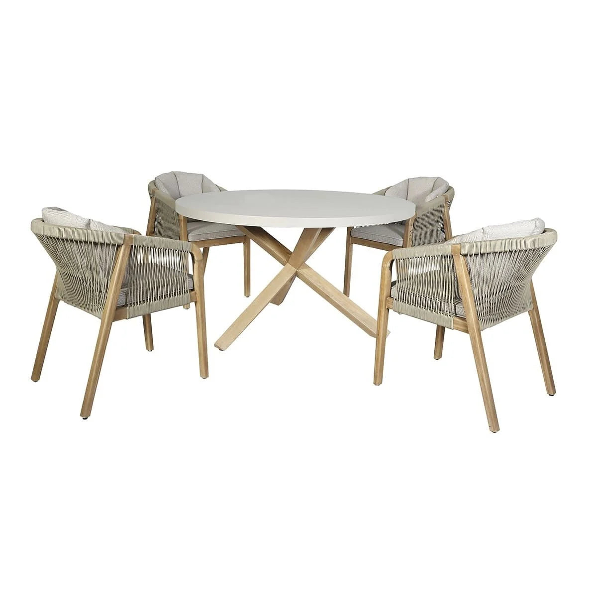 Maze - Martinique Rope Weave 4 Seat Round Dining Set - Blythe Living