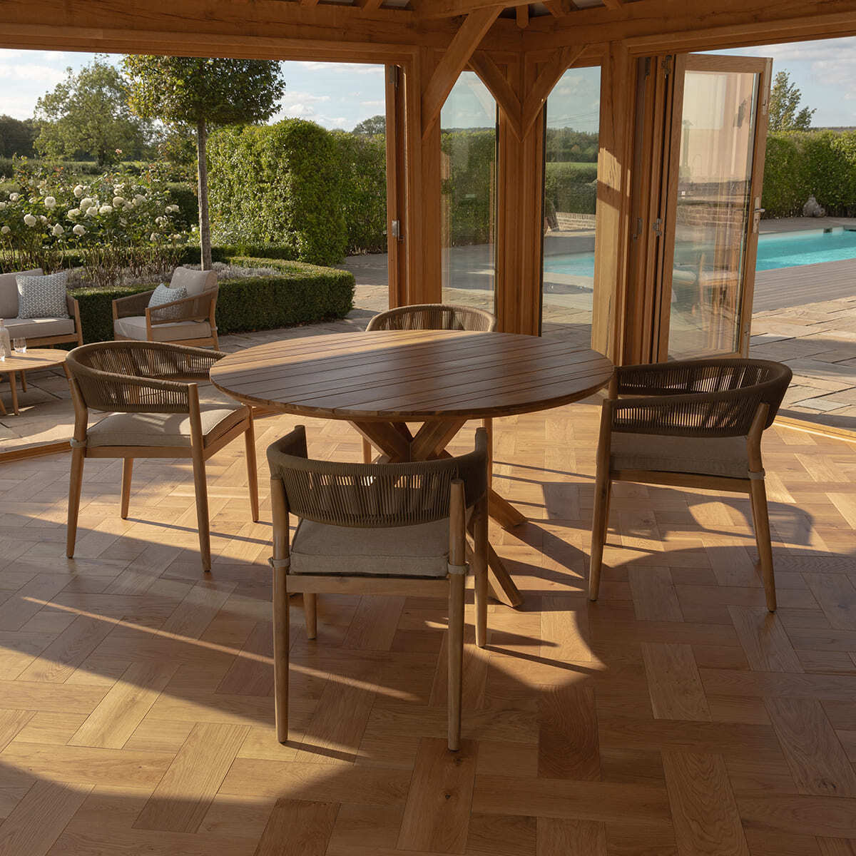 Maze - Porto Rope Weave 4 Seat Round Dining Set - Blythe Living