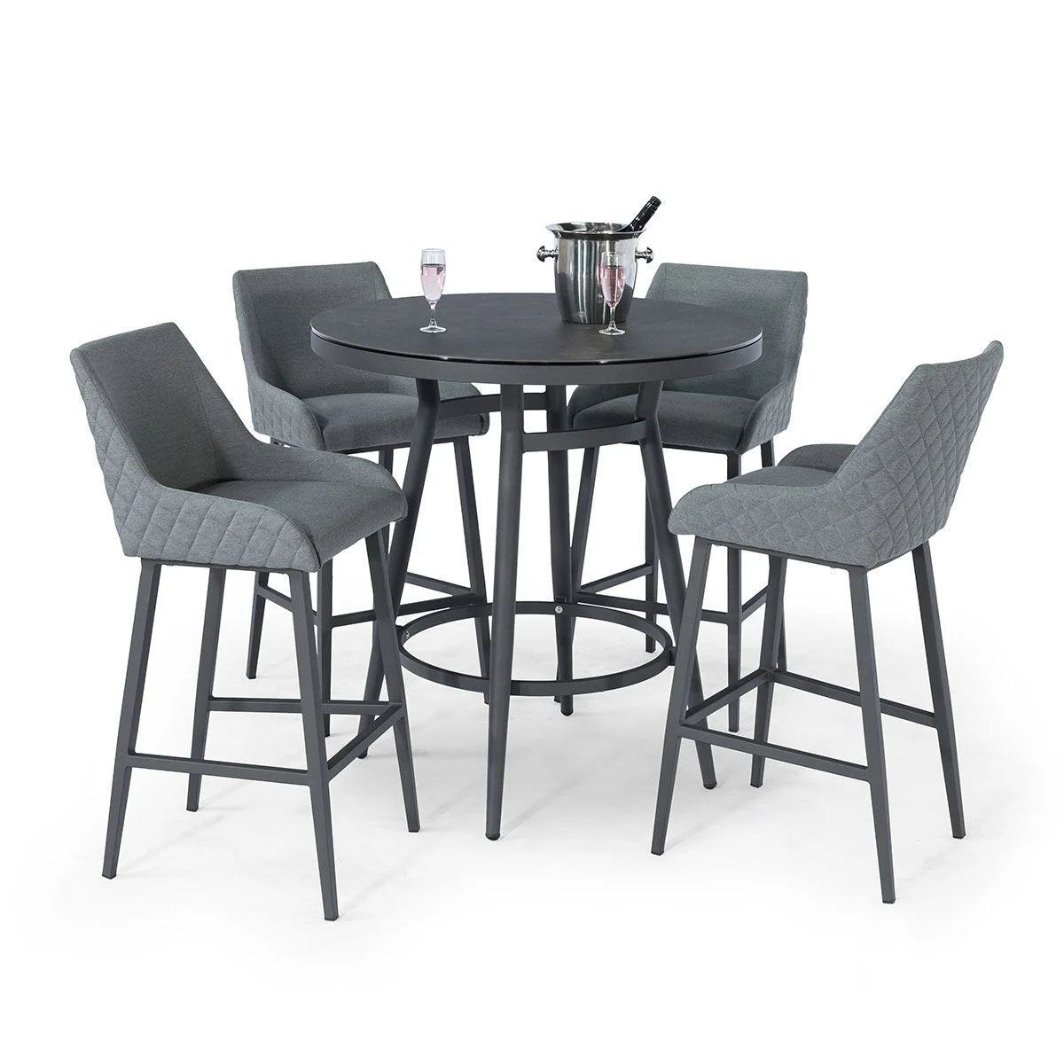 Maze - Outdoor Fabric Regal 4 Seat Round Bar Set - Flanelle - Blythe Living