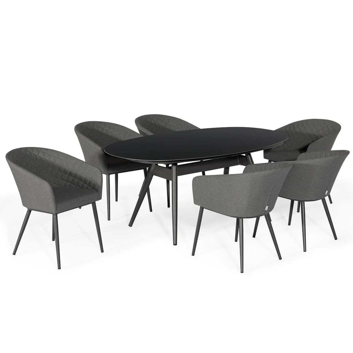 Maze - Outdoor Fabric Ambition 6 Seat Oval Dining Set - Flanelle - Blythe Living