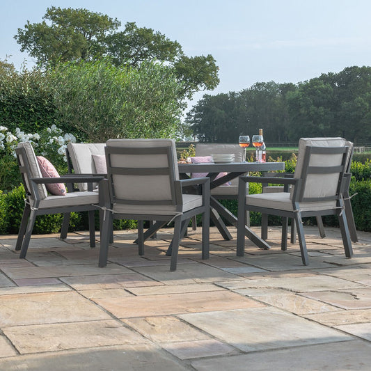 Maze - New York 6 Seat Round Aluminium - Dining Set - Dove Grey - Blythe Living