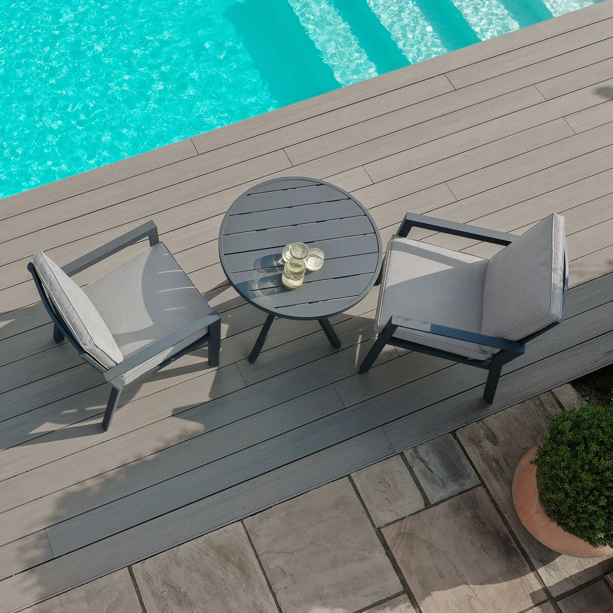 Maze - New York 3 Piece Aluminium Bistro Set - Dove Grey - Blythe Living