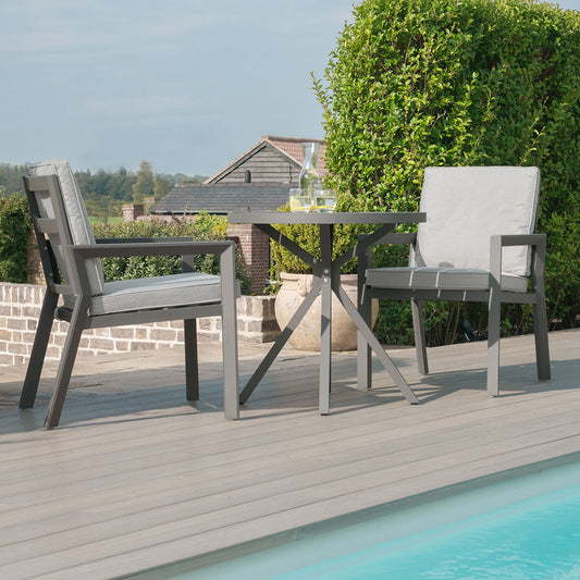 Maze - New York 3 Piece Aluminium Bistro Set - Dove Grey - Blythe Living