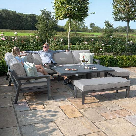 Maze - New York Aluminium Corner Dining Set with Rising Table - Dove Grey - Blythe Living