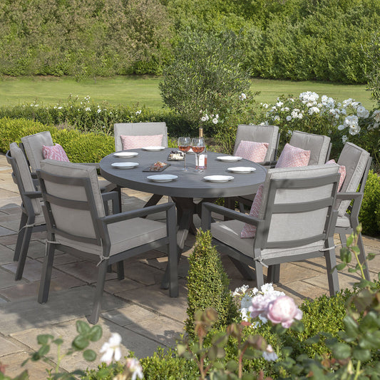 Maze - New York 8 Seat Oval Aluminium Dining Set - Dove Grey - Blythe Living