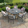 Maze - New York 6 Seat Round Aluminium - Dining Set - Dove Grey - Blythe Living