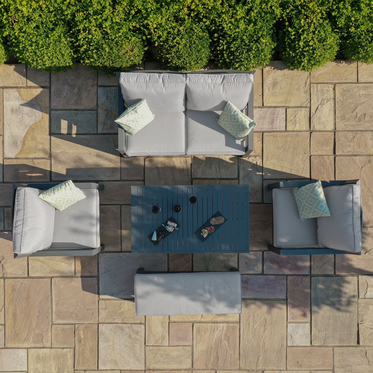 Maze - New York 2 Seat Aluminium Sofa Set with Rising Table - Dove Grey - Blythe Living