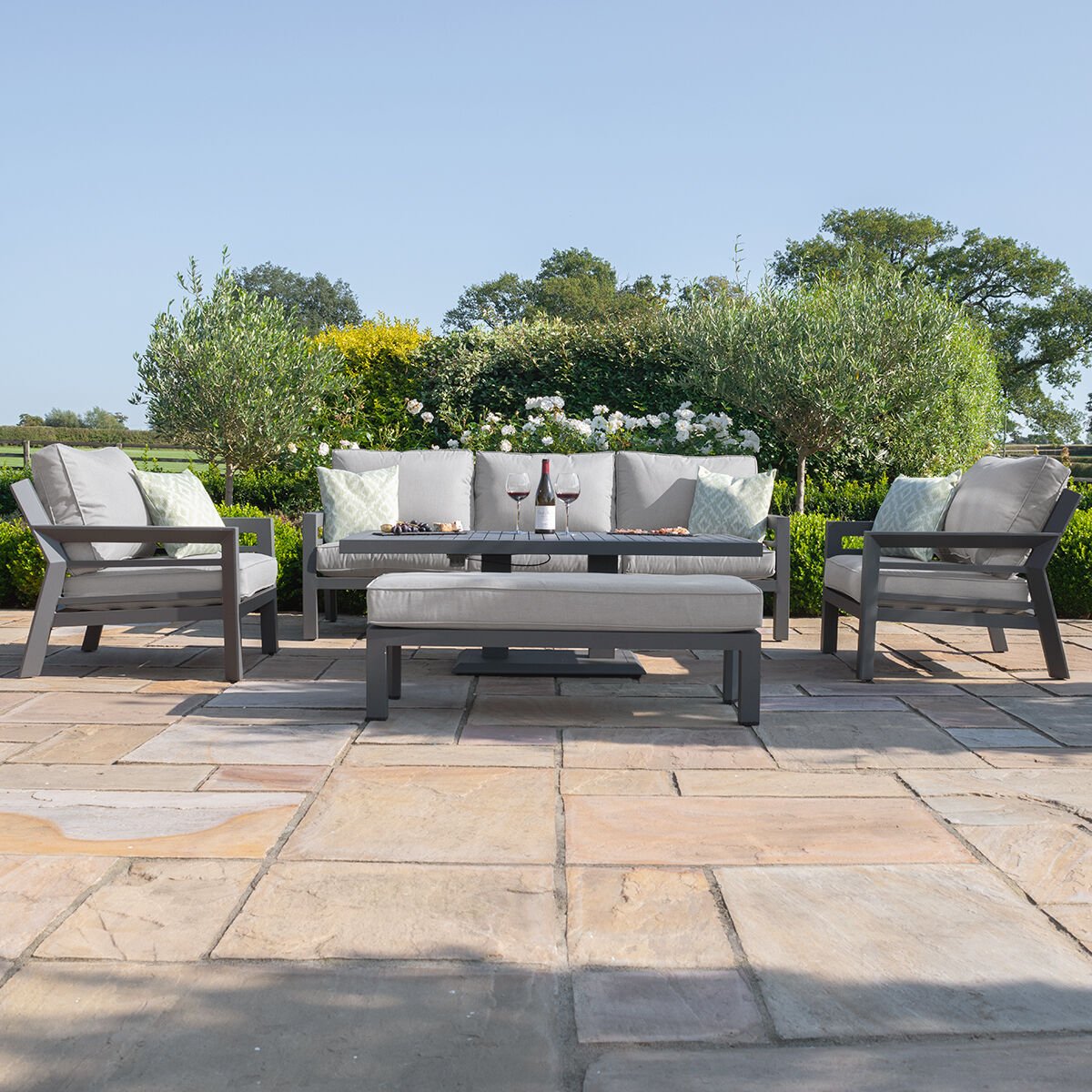 Maze - New York 3 Seat Sofa Aluminium Sofa Set with Rising Table - Dove Grey - Blythe Living
