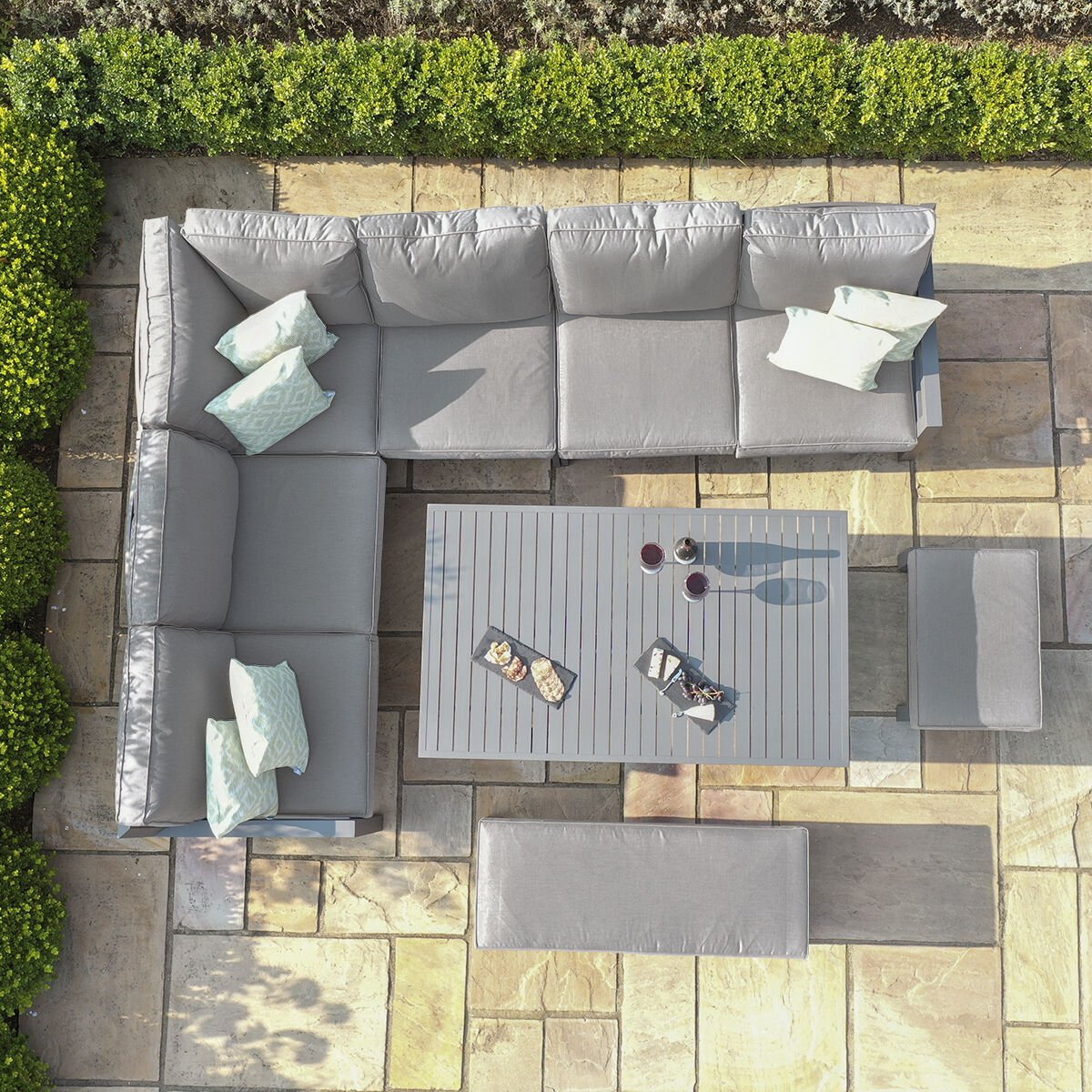 Maze - New York Aluminium Corner Dining Set with Rising Table - Dove Grey - Blythe Living