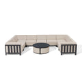 Maze - Outdoor Fabric Ibiza U Shape Sofa Set with Round Coffee Table & 3 Footstools - Oatmeal - Blythe Living